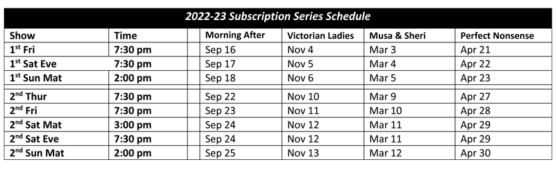 2022-23 Season Subscription Schedule