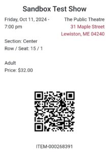 Sample Ticket on Mobile Ticket Page