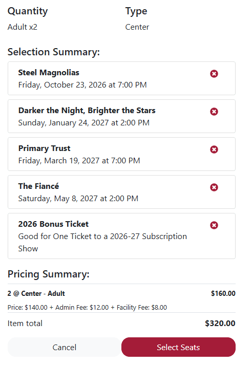 Select seats